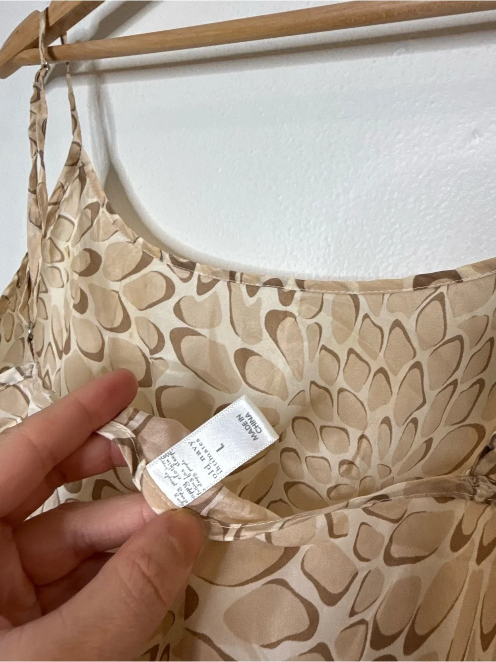 Vintage 90s y2K Old Navy 100% Silk Mini Slip Dress Natural Neutral Floral large